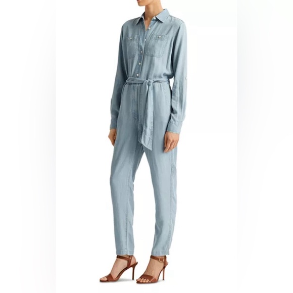 Lauren Ralph Lauren- Women’s Chambray Denim Jumpsuit- Size 00 - Picture 1 of 5